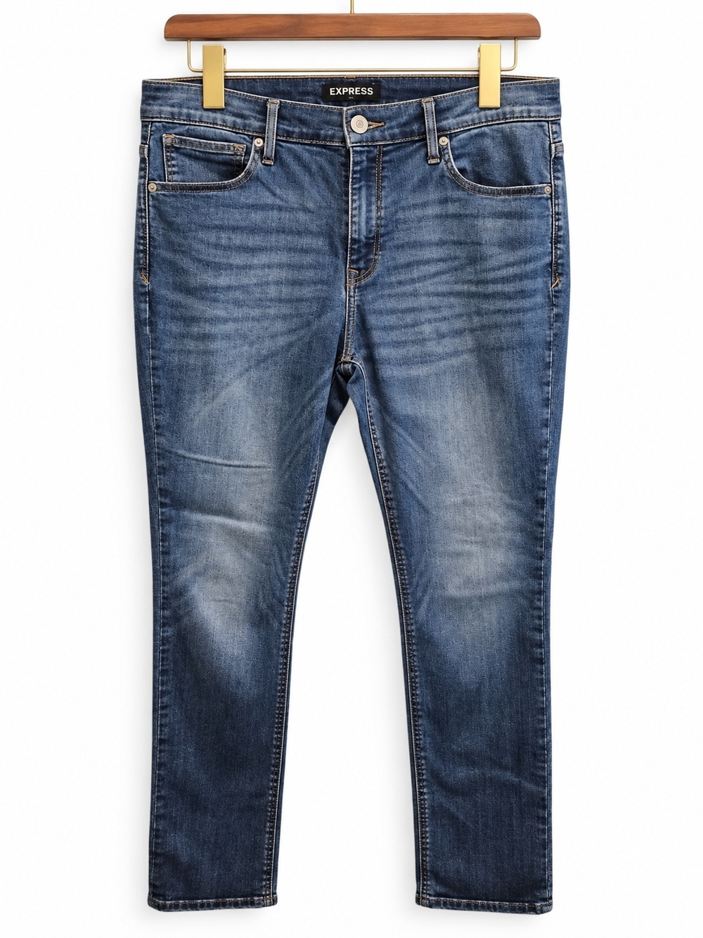Express Women’s 14 Short Super Skinny Mid Rise Jeans Medium Wash Stretch